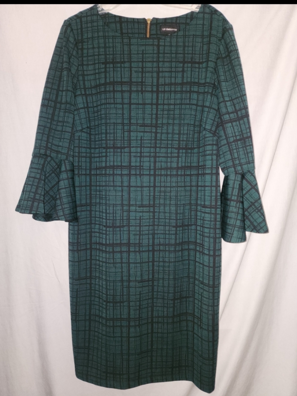 Liz claiborne womens size 14 green black knee length dress